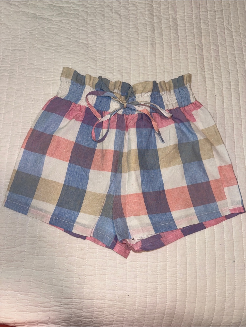 GUC English Factory blue, pink, beige, white Gingham Shorts Lined Size Medium